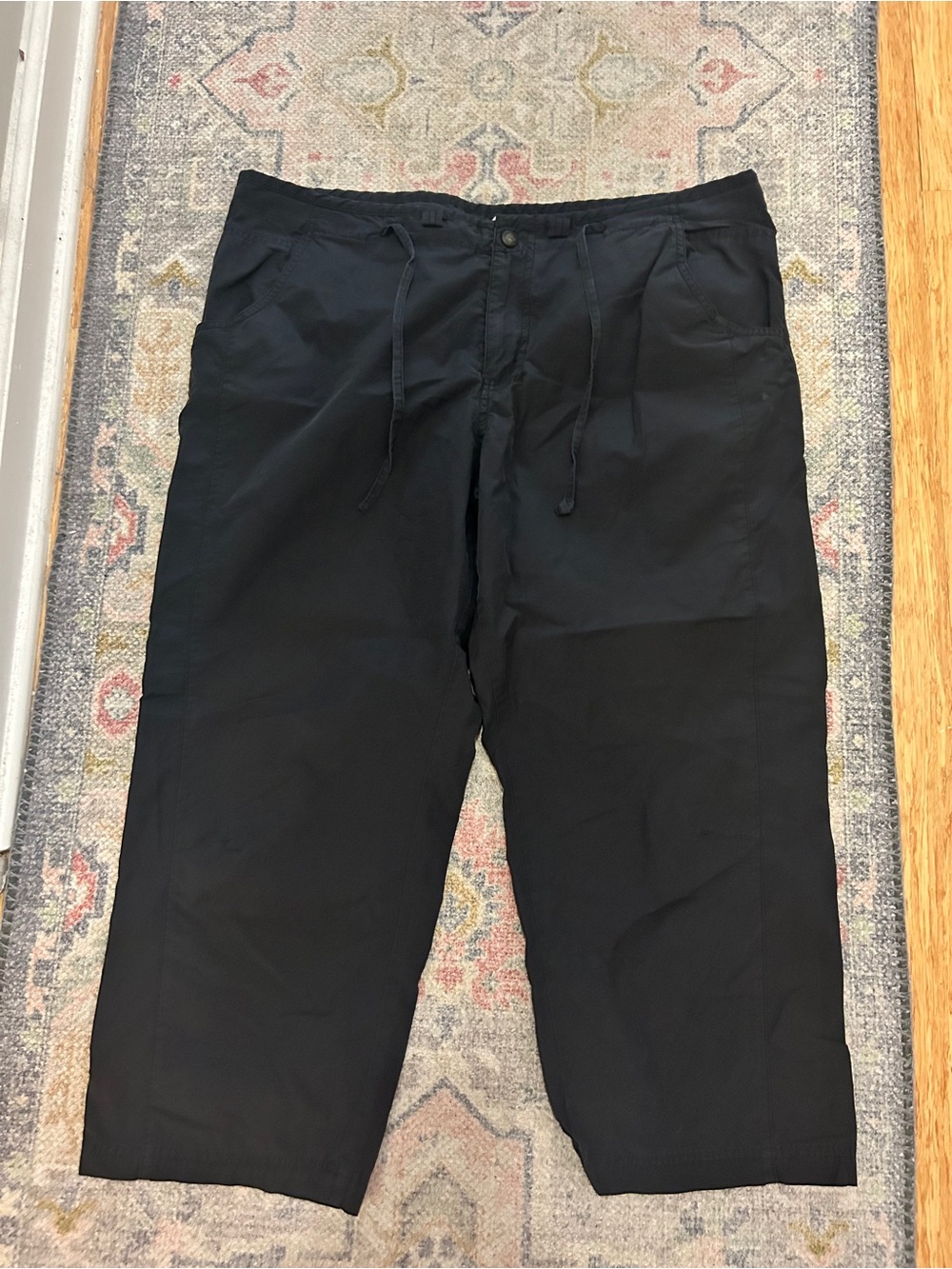 Women's Black Drawstring Capris - Classic Everyday Style